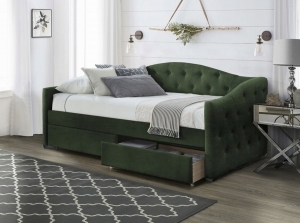 Łóżko z szufladami ALOHA VELVET ciemny zielony