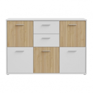 Komoda QUADRO 2 QDRK231, biały / dąb lamelowy jasny