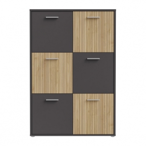 Komoda QUADRO 2 QDRK421, uni wolfram szary / dąb lamelowy jasny